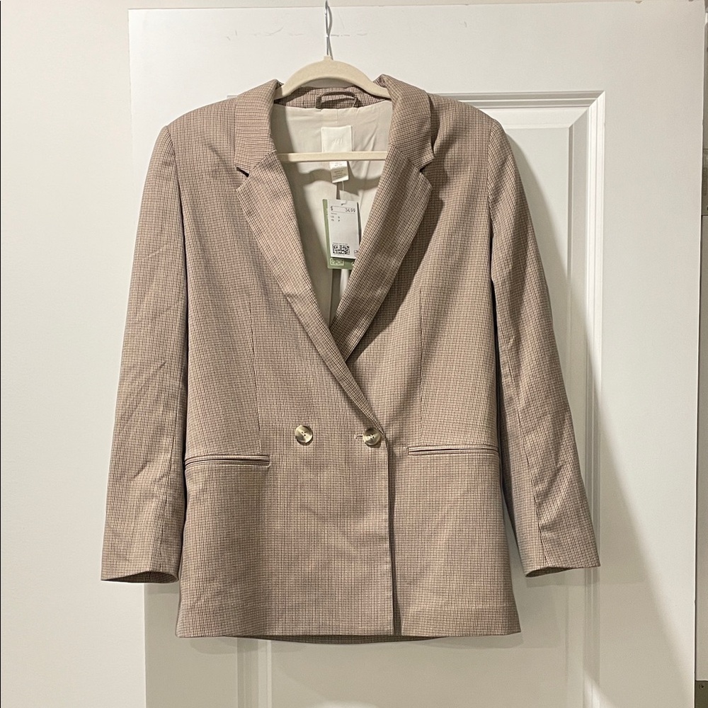 H&M Beige Double-Breasted Blazer